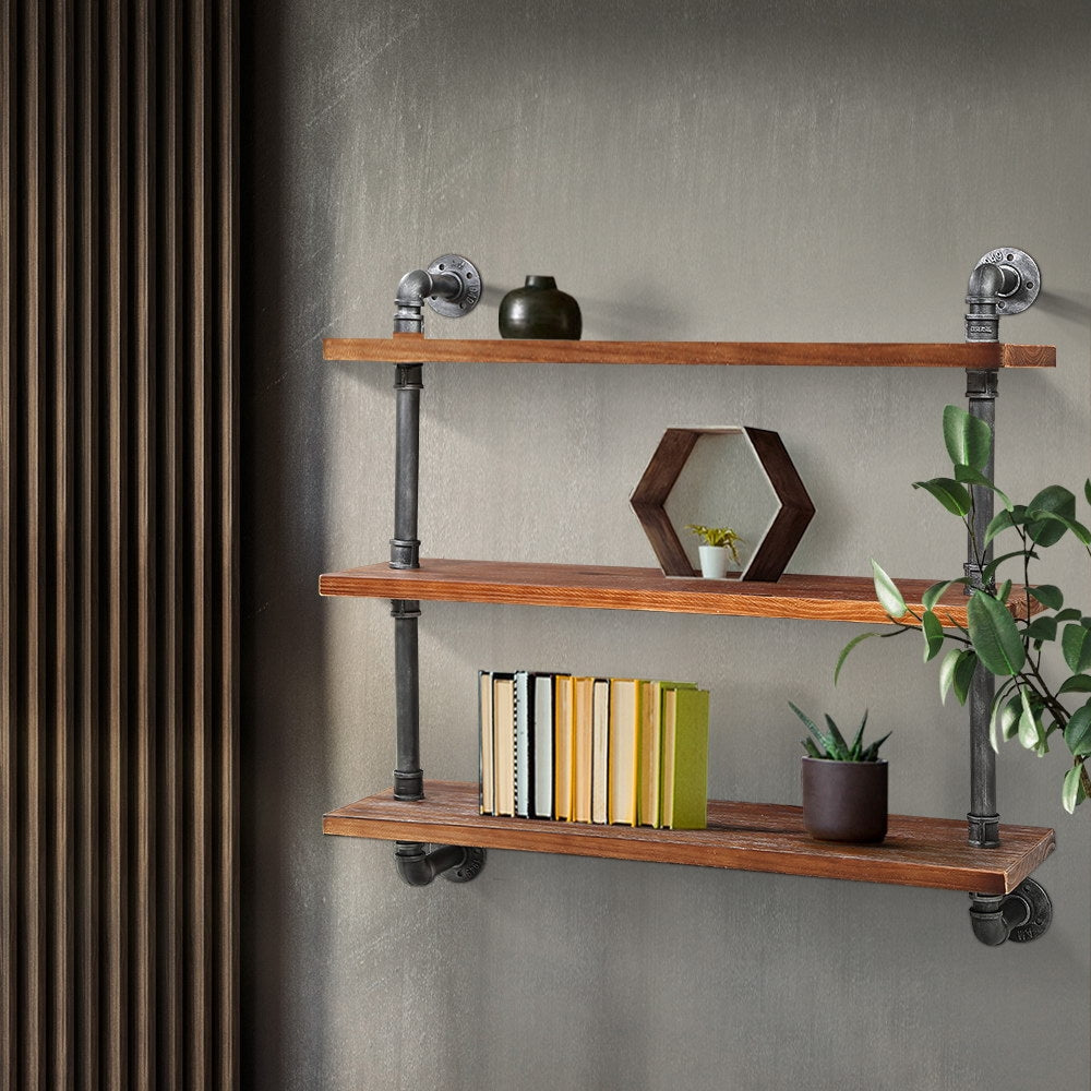 Artiss Display Wall Shelves Industrial Diy Pipe Shelf Brackets Rustic Bookshelf