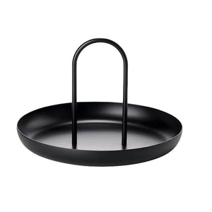 Veile Studios Nordic Black Round Jewelry Tray Living Room Metal Ring Storage With Handle Decor