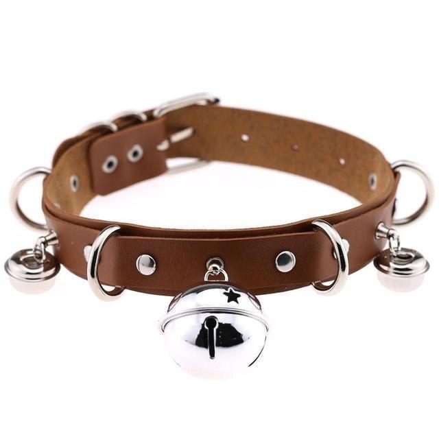 House Of Dasein Pleather Cat Bell Collar Kitten Play Adjustable Leather Bondage Bdsm