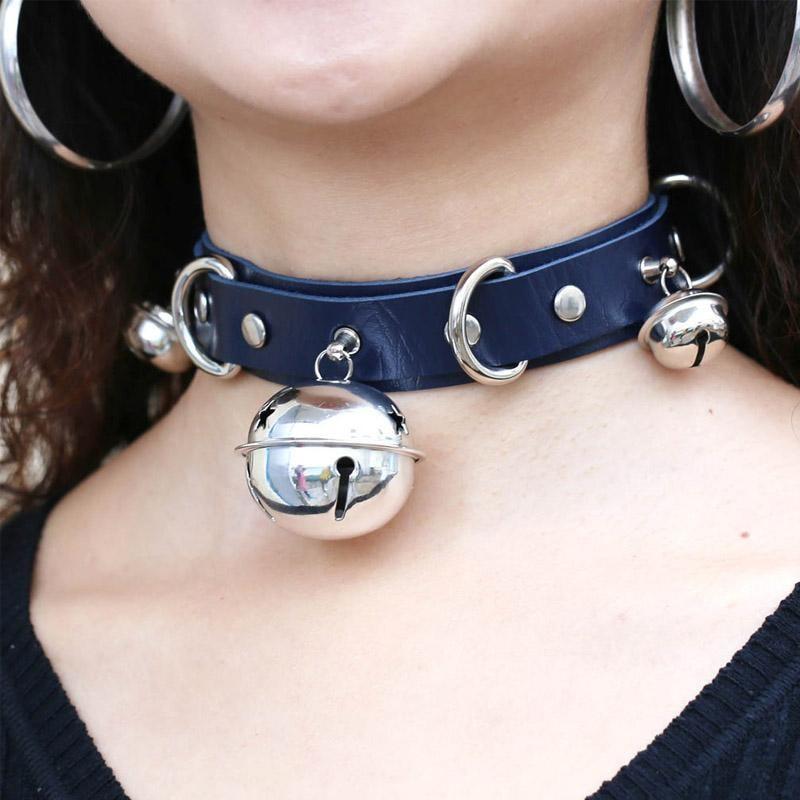 House Of Dasein Pleather Cat Bell Collar Kitten Play Adjustable Leather Bondage Bdsm