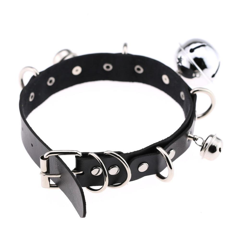 House Of Dasein Pleather Cat Bell Collar Kitten Play Adjustable Leather Bondage Bdsm