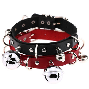 House Of Dasein Pleather Cat Bell Collar Kitten Play Adjustable Leather Bondage Bdsm