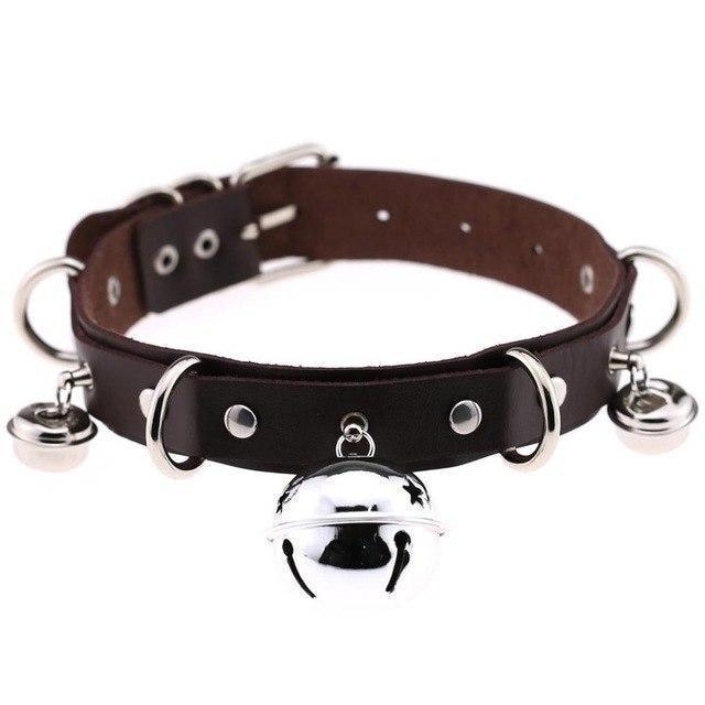 House Of Dasein Pleather Cat Bell Collar Kitten Play Adjustable Leather Bondage Bdsm