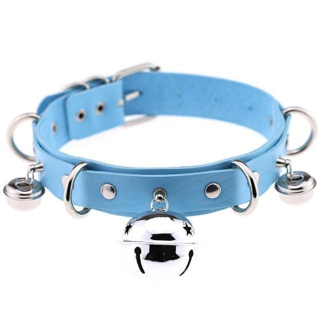 House Of Dasein Pleather Cat Bell Collar Kitten Play Adjustable Leather Bondage Bdsm