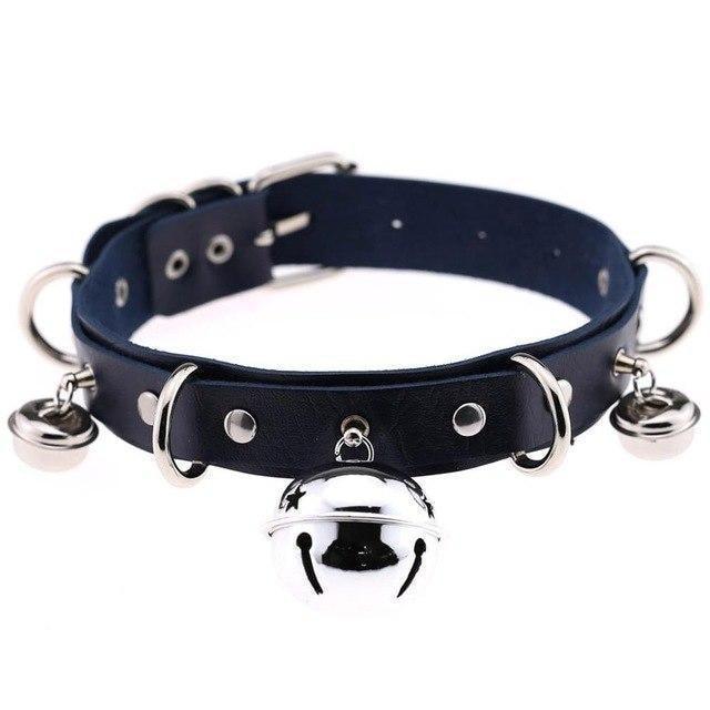 House Of Dasein Pleather Cat Bell Collar Kitten Play Adjustable Leather Bondage Bdsm