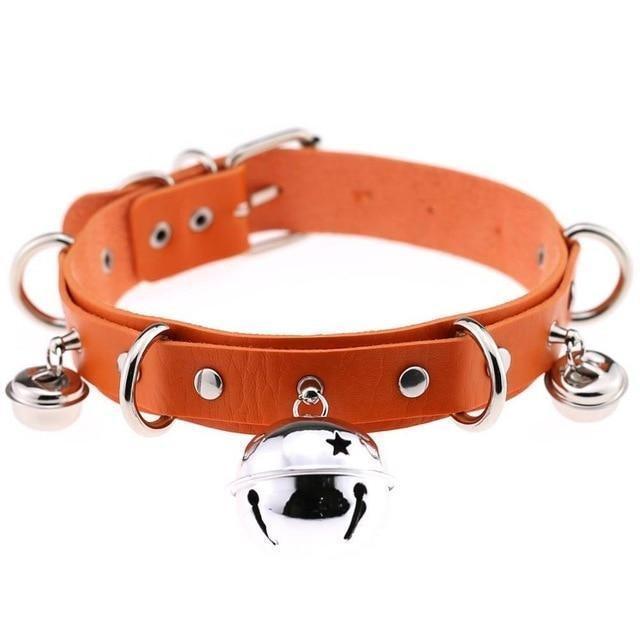 House Of Dasein Pleather Cat Bell Collar Kitten Play Adjustable Leather Bondage Bdsm