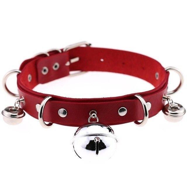 House Of Dasein Pleather Cat Bell Collar Kitten Play Adjustable Leather Bondage Bdsm