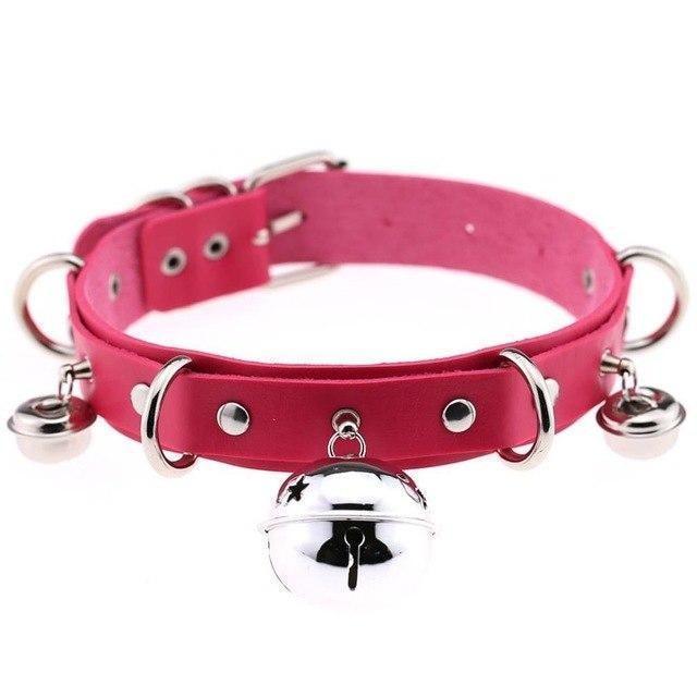 House Of Dasein Pleather Cat Bell Collar Kitten Play Adjustable Leather Bondage Bdsm