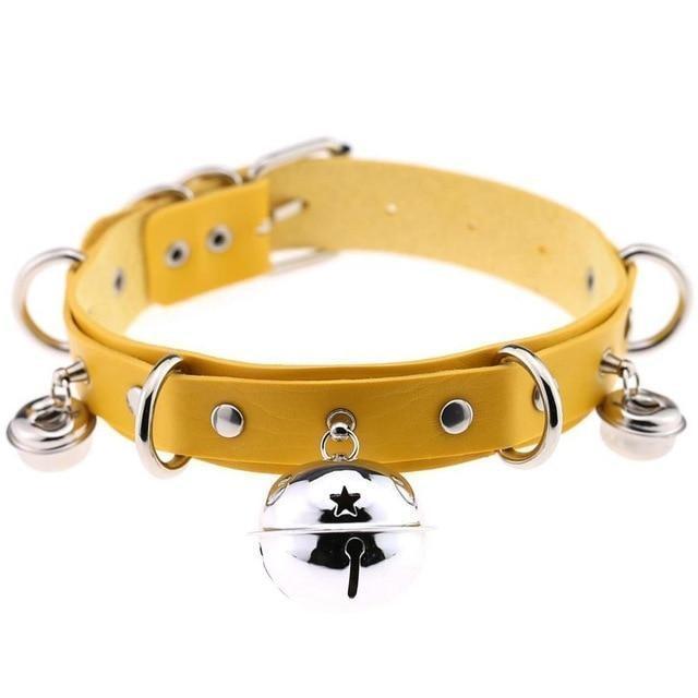 House Of Dasein Pleather Cat Bell Collar Kitten Play Adjustable Leather Bondage Bdsm