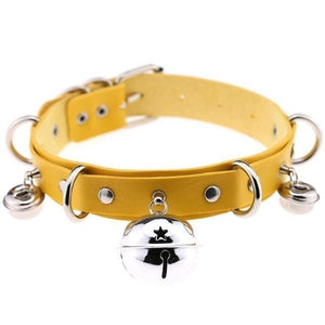 House Of Dasein Pleather Cat Bell Collar Kitten Play Adjustable Leather Bondage Bdsm