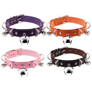 House Of Dasein Pleather Cat Bell Collar Kitten Play Adjustable Leather Bondage Bdsm