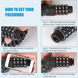 Portable Password Bicycle Motorcycle Anti-Theft Cable Multi-Use Safety Padlock