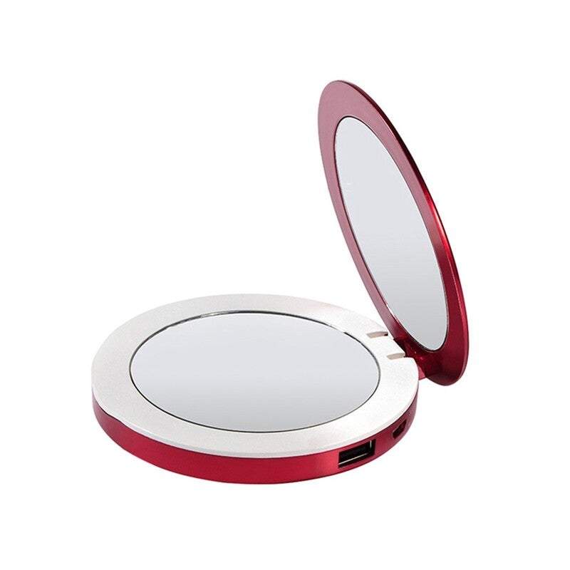 Portable Charger Power Bank 3X Magnifying Makeup Vanity Mirror With Lights Led Compact