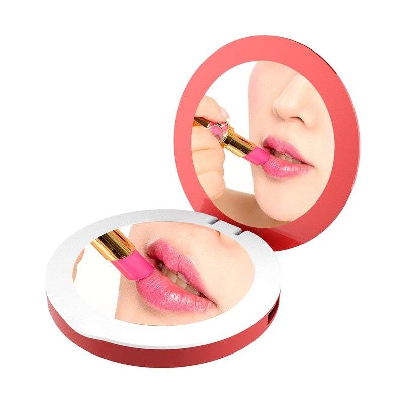 Portable Charger Power Bank 3X Magnifying Makeup Vanity Mirror With Lights Led Compact