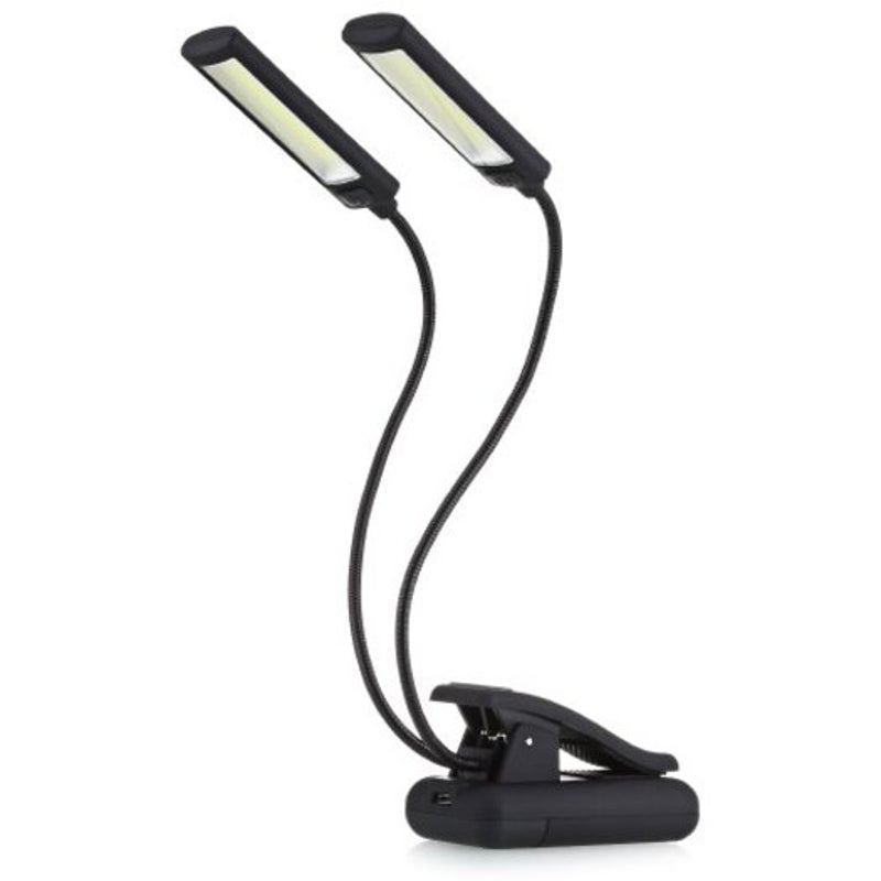 Portable Clip On Book Lamp Flexible Music Stand Light Black