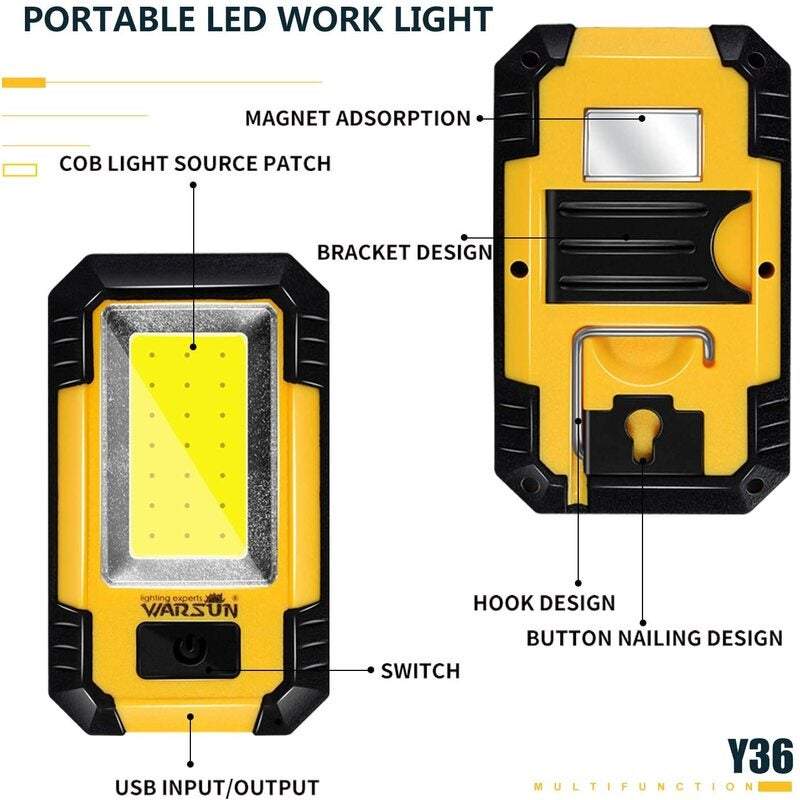 Grow Tents Lights Portable Led Charging Work Magnetic Base And Hook Suitable For Car Repair Camping Hiking Fishing Hurri