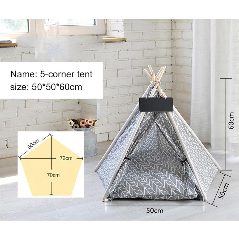 Portable Linen Dog Teepee Bed