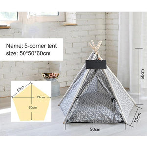 Portable Linen Dog Teepee Bed