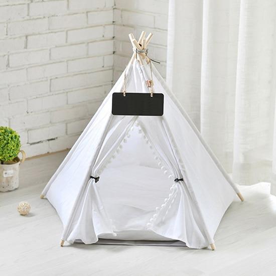 Portable Linen Dog Teepee Bed