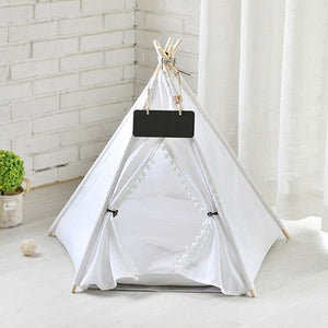 Portable Linen Dog Teepee Bed