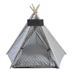 Portable Linen Dog Teepee Bed