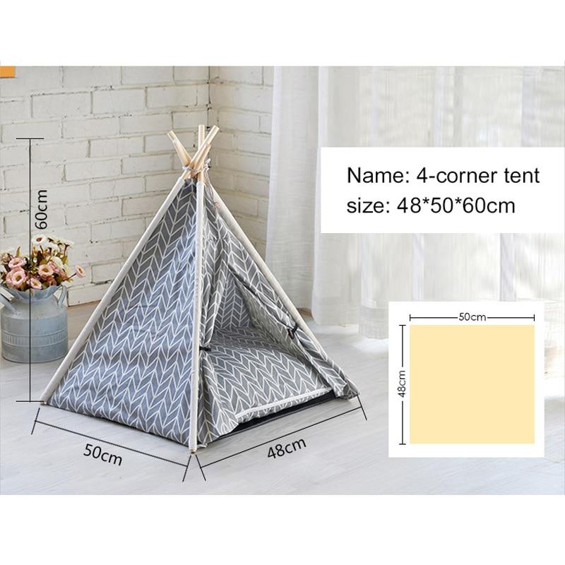 Portable Linen Dog Teepee Bed