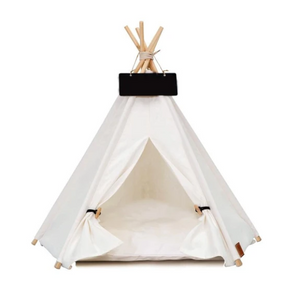 Portable Linen Dog Teepee Bed