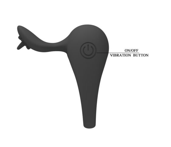 Pretty Love Vibrating Cock Black Silicone Penis Ring Clit Vibrator