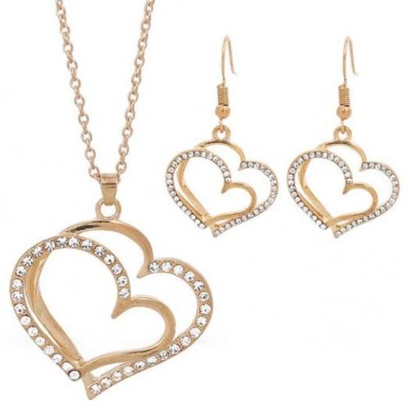 Veile Studios Princess Bride Bridesmaid Romantic Wedding Creative Necklace Earring Set Fashion Gold