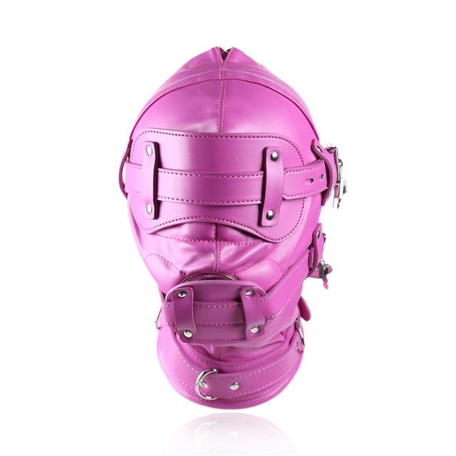 House Of Dasein Pink Blue Fetish Full Hood With Mouth Dildo Gag Bdsm Bondage Sex Mask