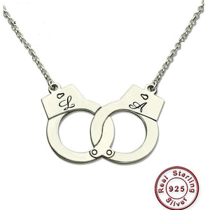 House Of Dasein Custom Initials Necklace Pendant Handcuffs Symbolic Jewellery Bdsm