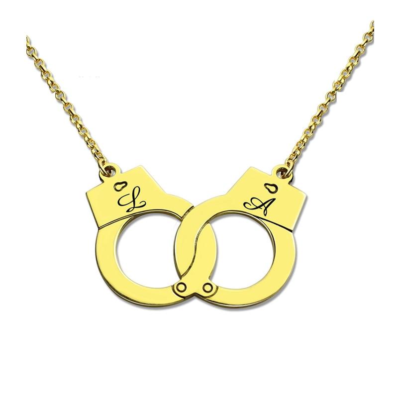 House Of Dasein Custom Initials Necklace Pendant Handcuffs Symbolic Jewellery Bdsm