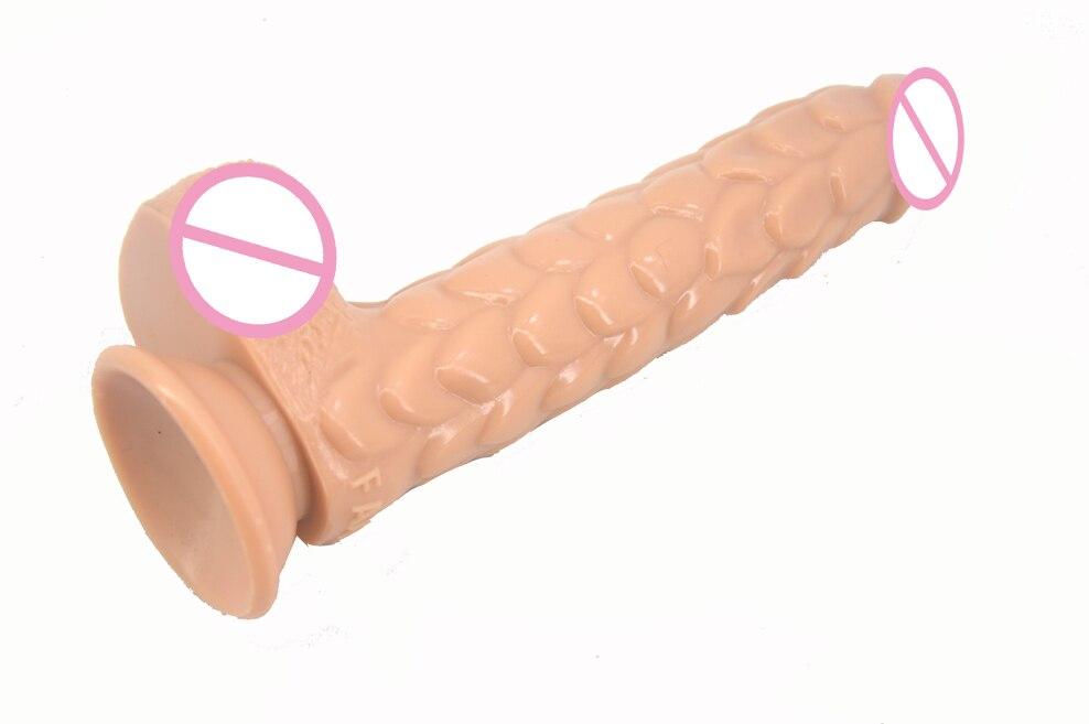 Long Silicone With Suction Cup Fish Scale Texture Anal Dildo Dong