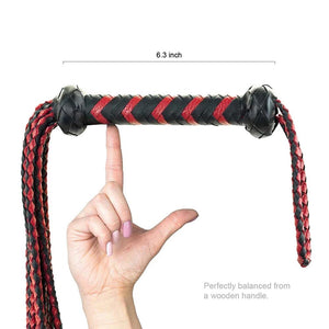 House Of Dasein 60Cm Black Red Brown Leather Flogger Braided Handle Tails Spanking Whip Bdsm