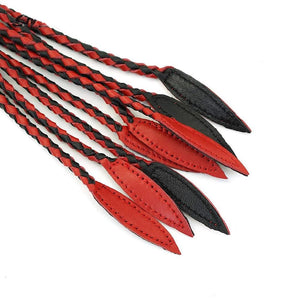 House Of Dasein 60Cm Black Red Brown Leather Flogger Braided Handle Tails Spanking Whip Bdsm