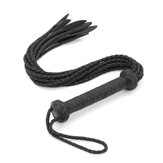 House Of Dasein 60Cm Black Red Brown Leather Flogger Braided Handle Tails Spanking Whip Bdsm