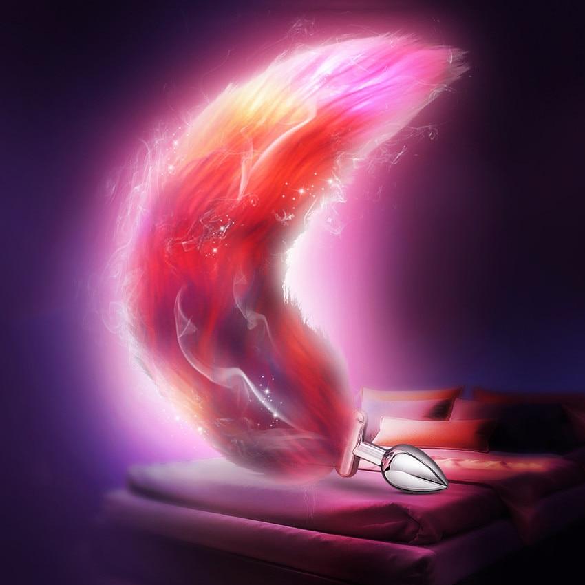 Glowing Fur Fox Anal Tail Butt Plug Cosplay Bdsm Pet Play Fetish