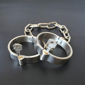 House Of Dasein Metal Restraints Set Stainless Steel Locking Collar Cuffs Kit Bdsm