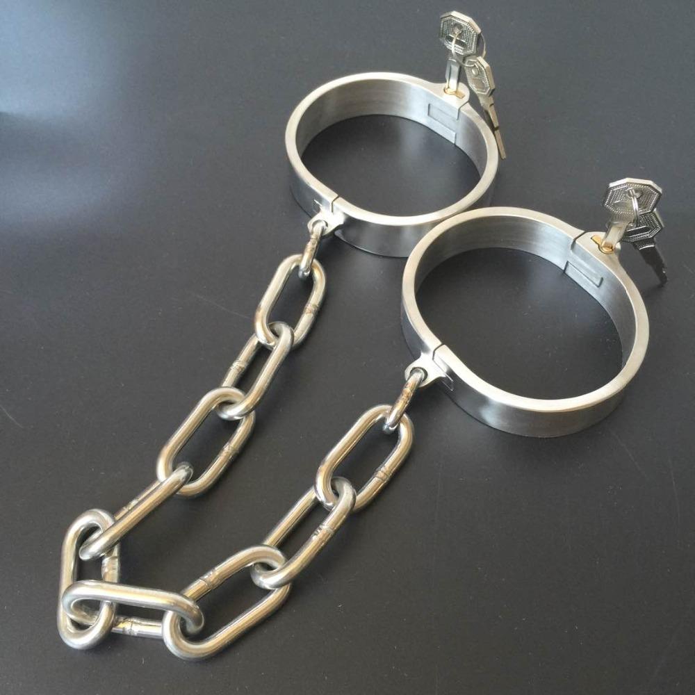 House Of Dasein Metal Restraints Set Stainless Steel Locking Collar Cuffs Kit Bdsm