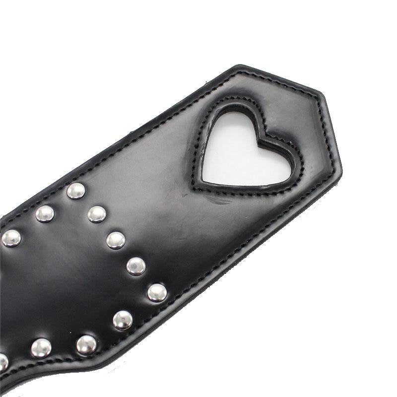 Leather Studded Spanking Paddle Heart Shaped Slave Whip Bdsm Fetish