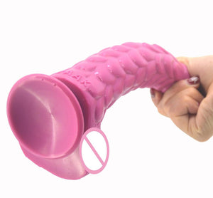 Long Silicone With Suction Cup Fish Scale Texture Anal Dildo Dong