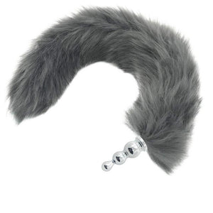 Grey Long Fox Kitten Puppy Tail Butt Plug Bdsm Pet Play Fetish