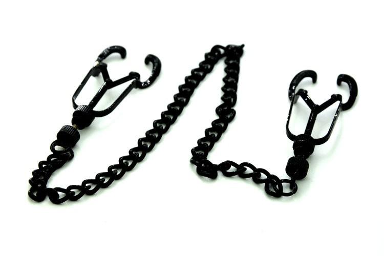 House Of Dasein Black Metal Nipple Clamps Chain Breast Bondage Bdsm Kink Fetish Restraints