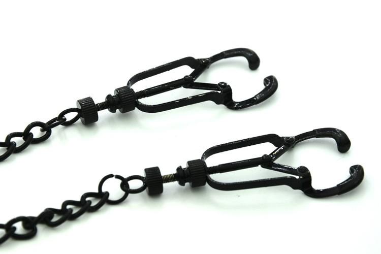 House Of Dasein Black Metal Nipple Clamps Chain Breast Bondage Bdsm Kink Fetish Restraints