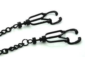 House Of Dasein Black Metal Nipple Clamps Chain Breast Bondage Bdsm Kink Fetish Restraints