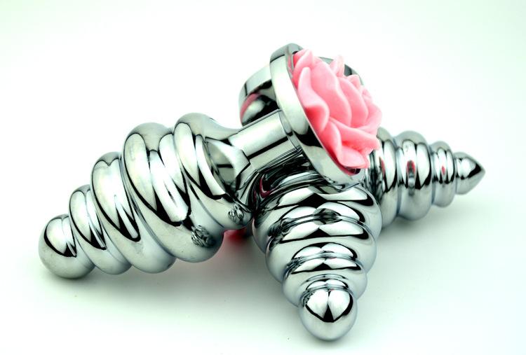 House Of Dasein Pink Rose Stainless Steel Metal Butt Plug Anal Training Bdsm