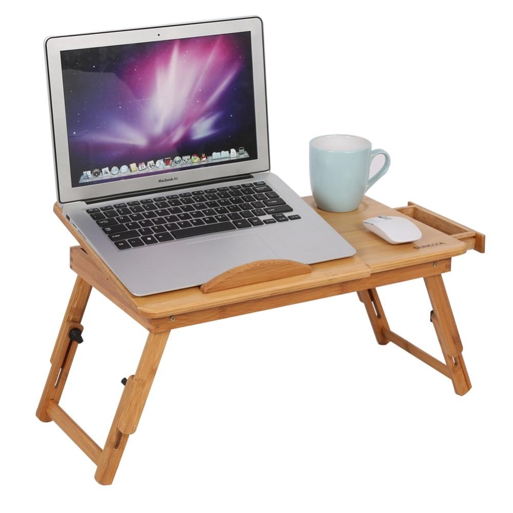 Portable Folding Bamboo Laptop Table Computer Stand Desk Home Office