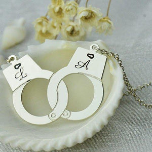 House Of Dasein Custom Initials Necklace Pendant Handcuffs Symbolic Jewellery Bdsm