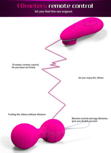 Pink Purple 10 Speed Vibrating Kegel Remote Vibrator Ben Wa Balls