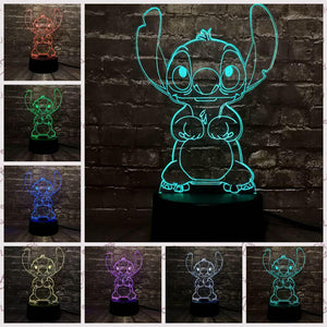 3D Lamp Lilo Stitch Led Night Light 7 Colour Changing